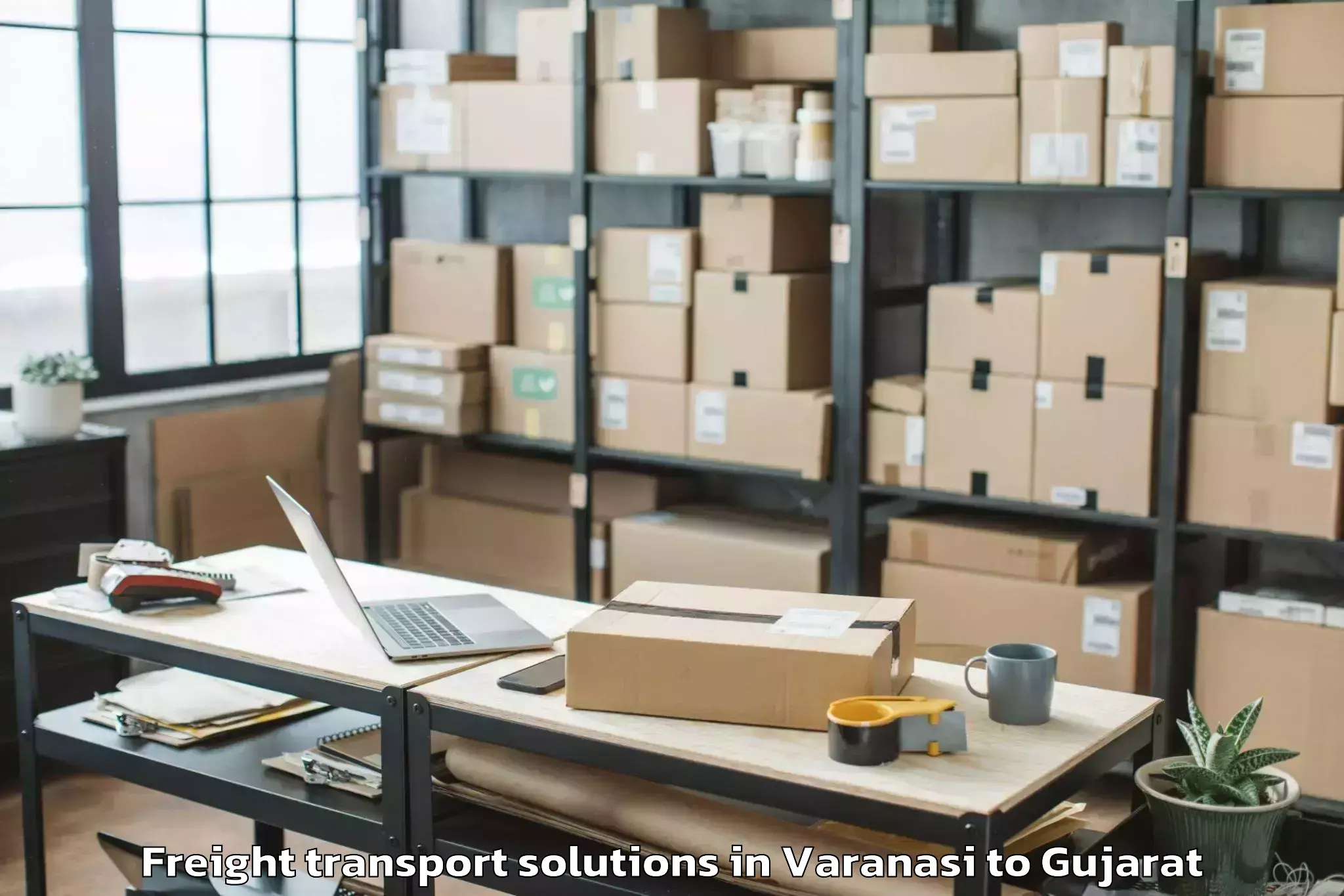 Trusted Varanasi to Jhalod Freight Transport Solutions